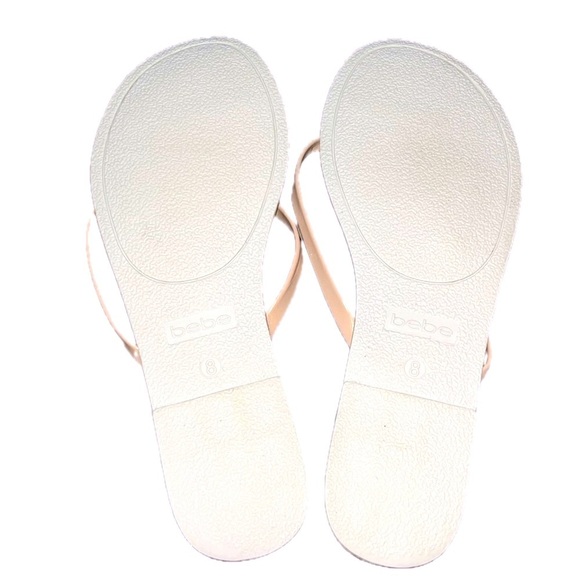 BEBE Ileana Studded Flip Flops, Size 8, Beige - Picture 3 of 6